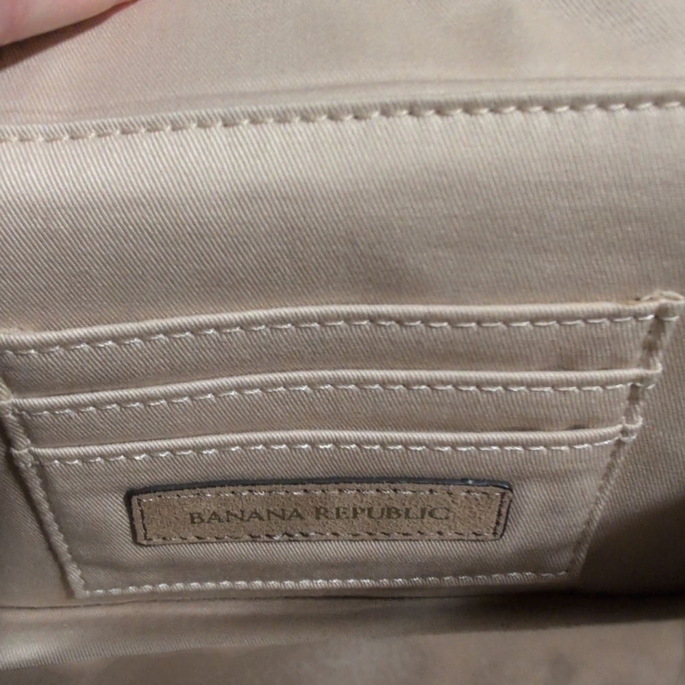 Banana Republic Tan Suede Italian Leather Accordion Bag with Gold Ring - Picture 12 of 12